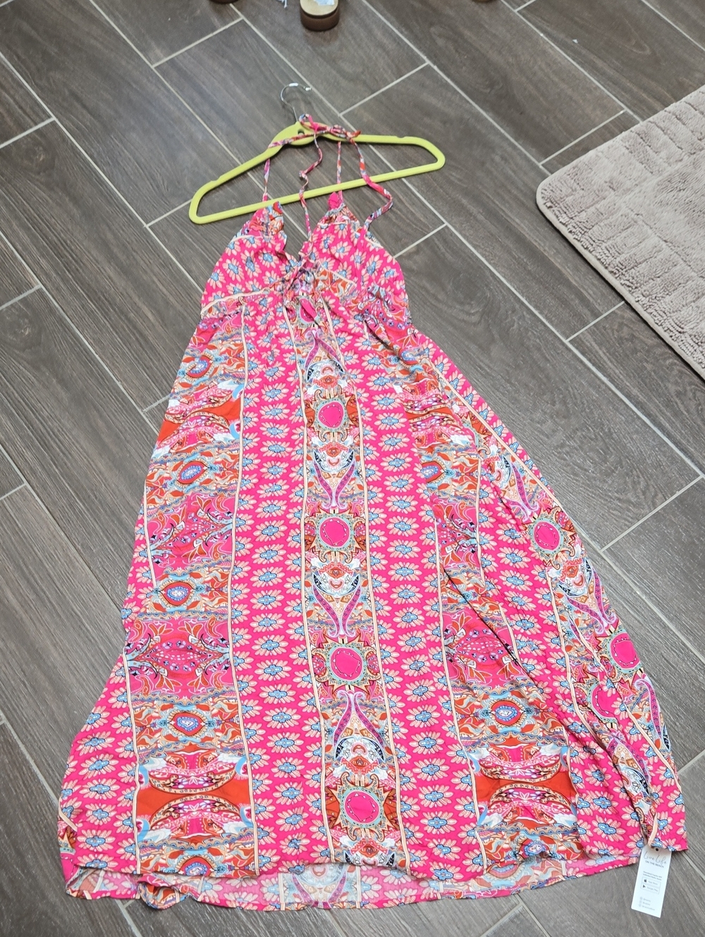 Cupshe Pink Multi-Pattern Halter Maxi Dress